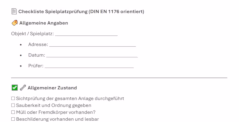 Spielplatzprüfung mit kostenloser Checkliste